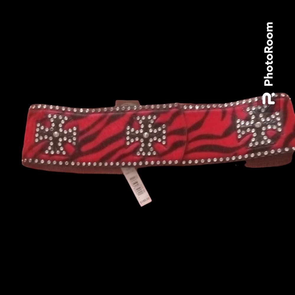 Brand new Red and black zebra belt